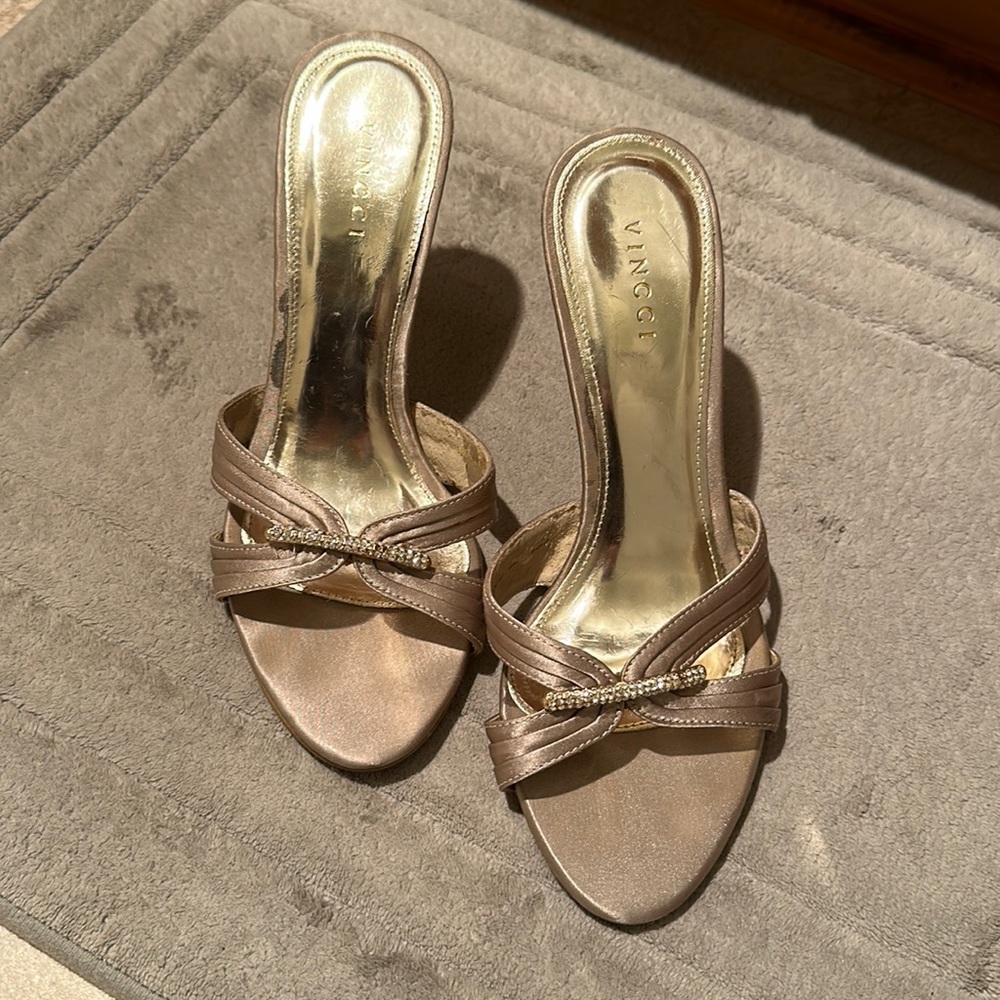 Women's Rhinestone high Heels open toe sandals,size 6